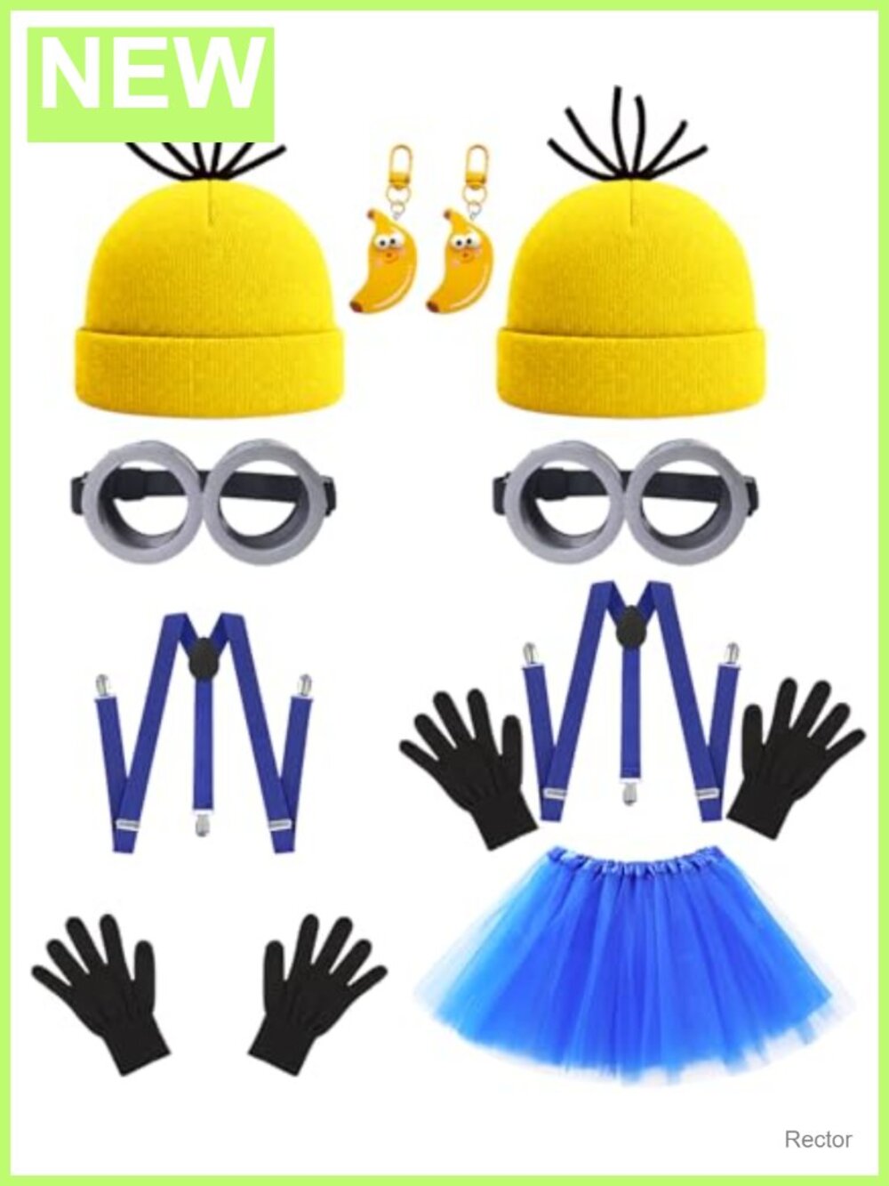 Adult Cartoon Costume Set 2-Person Beanie Goggles Suspenders Tutu
